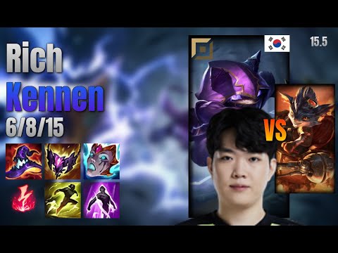 Rich Top Kennen vs Rumble lol KR solo rank Full Game 15.5 | 리치 케넨 vs 럼블