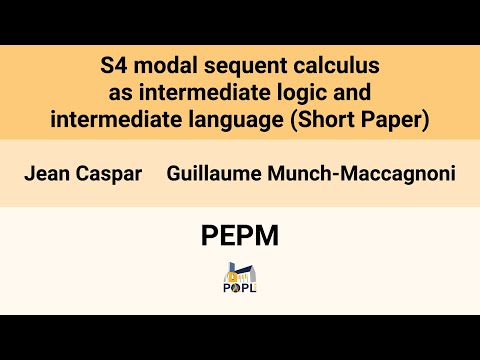 [PEPM'26] S4 modal sequent calculus as intermediate logic and intermediate language (Short Paper)