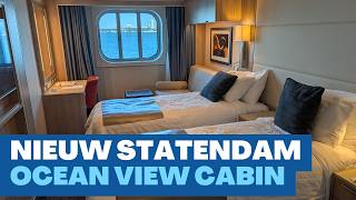 Ocean View cabin on Nieuw Statendam cruise ship from Holland America. Room tour and review.