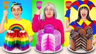 ME VS GRANNY VS POMNI COOKING BATTLE 🍰 Awesome Tricks for Delicious Recipes by 123 GO!