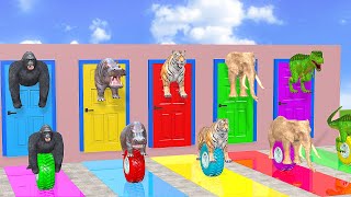 Long Slide Game with Cow Elephant Gorilla Hippopotamus Tiger 3d Animal Game Funny 3d Animals