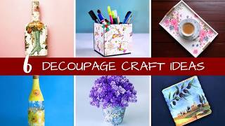 6 Decoupage Ideas ✨ | Easy DIY Decoupage for Beginners | Home Decor Crafts