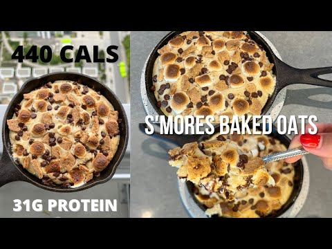 S'mores Baked Oats! High Protein, Low Calorie | Easy, One Bowl Recipe