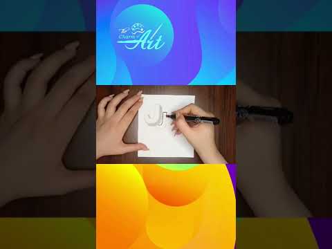 very easy!! drawing 3d floating letter J/ anamorphic illusion