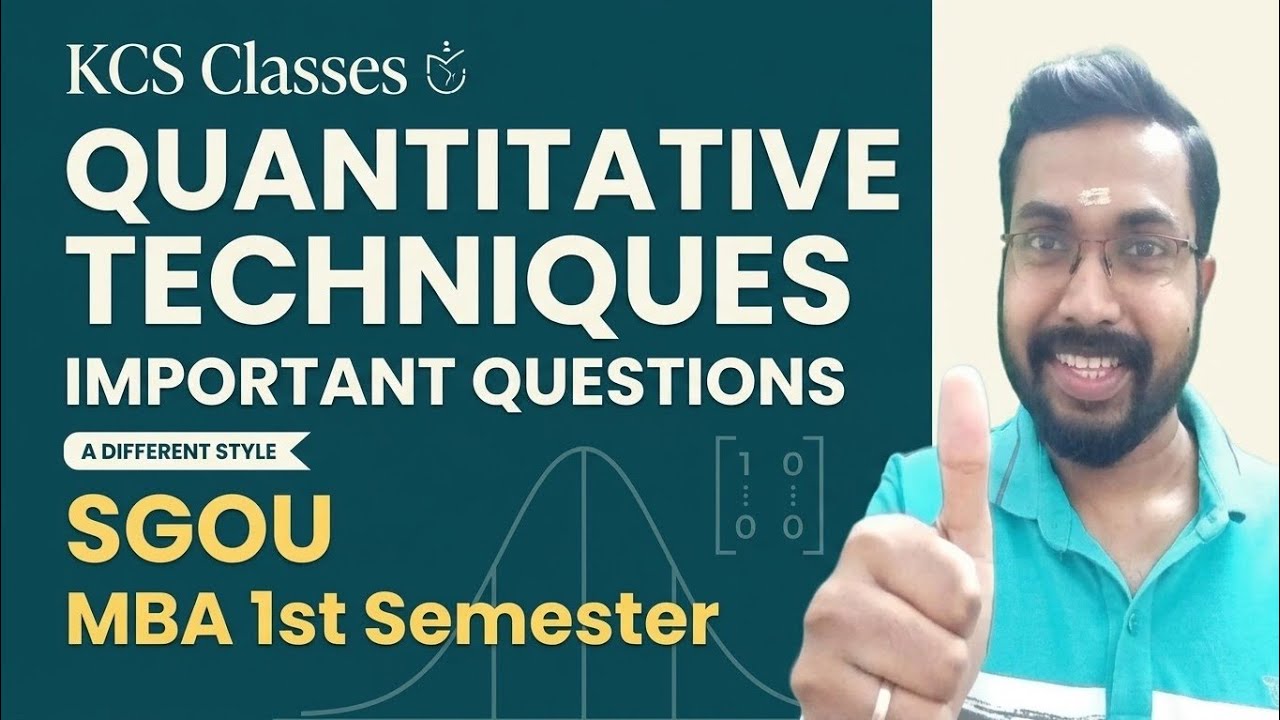 Quantitative Techniques 🔥 Important Questions 🔥 SGOU MBA 1st Semester 