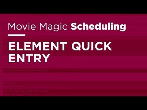 Movie Magic Scheduling - Element Quick Entry