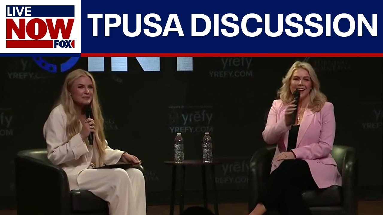 Erika Kirk, Karoline Leavitt talk Trump stories, politics & more at TPUSA event