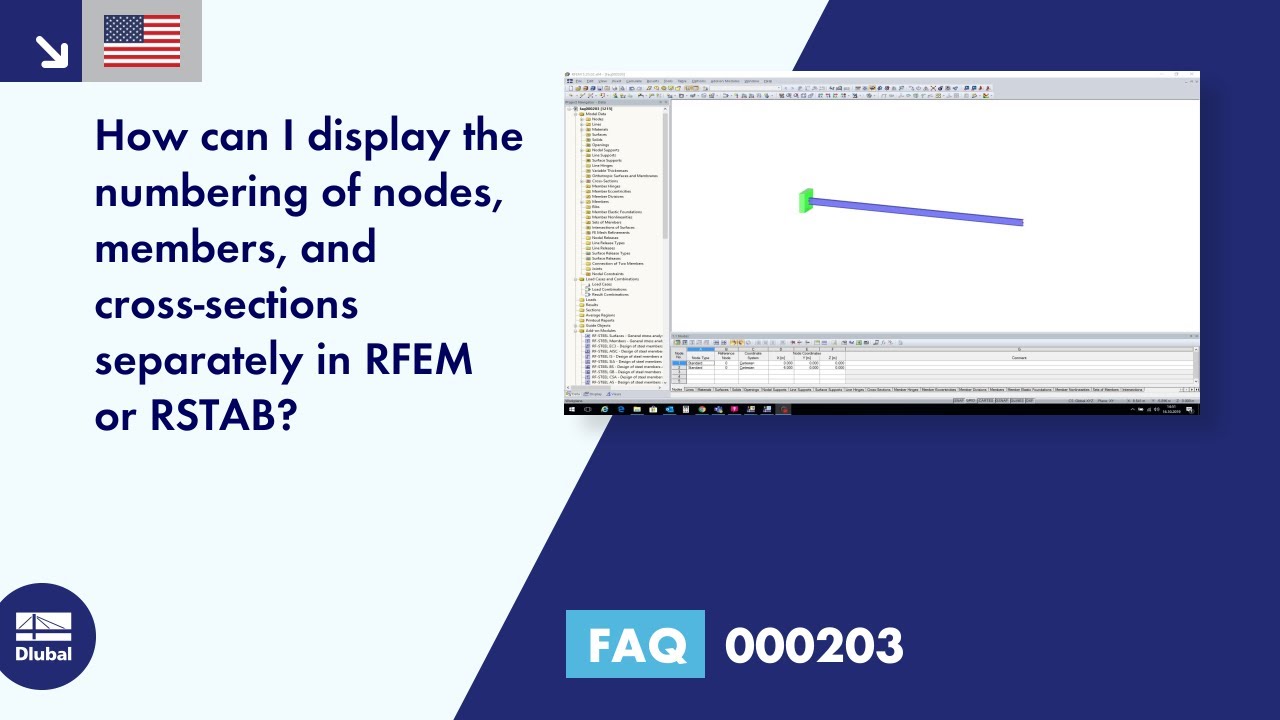 FAQ 000203 | How can I display the numbering of nodes, members, and cross-sections separately...