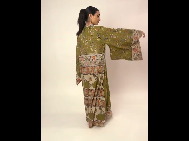 عباية قماش مطبوع أخضر