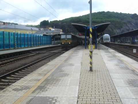 Příjezd vlaku Os 6814+hlášení o příjezdu - Ústí nad Labem hl.n.