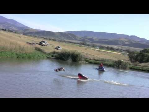 human slingshot slip and slide- big airs and hard slaps