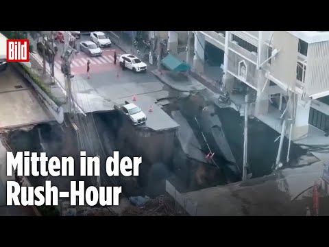Bangkok im Chaos: Riesiges Loch verschlingt Straße