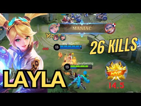 26 Kills + MANIAC - Layla Insane Attack Speed and Damage Build - Mobile Legends