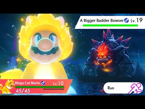 Gigantamax Cat Mario vs. A Bigger Badder Bowser in Super Mario 3D World + Bowser's Fury