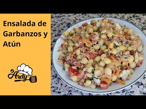 Ensalada de garbanzo y atún (receta saludable) (receta rápida)