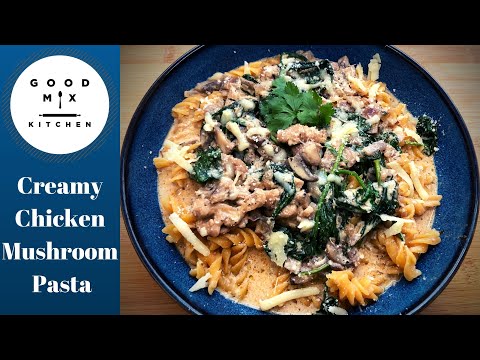 Lentil pasta recipe | Creamy Chicken Mushroom Pasta Recipe | Red Lentil Pasta Recipe |Fusilli Recipe