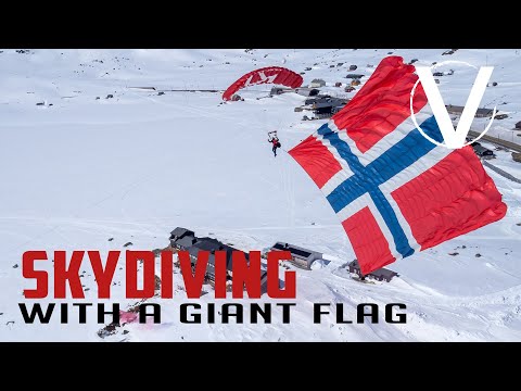 Skydiving Onto a Frozen Lake With a Giant Norwegian Flag 17mai 2022
