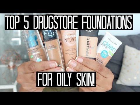 Top 5 Drugstore Foundations for Oily Skin! | samantha jane Video