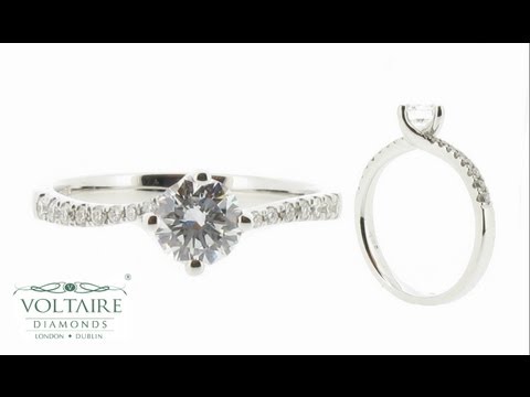Four Claw Twist Engagement Ring with Scallop Set Shoulders - ER 1252