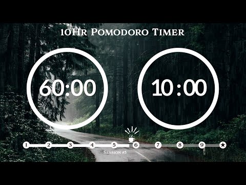 60 Minute Pomodoro Timer🌧 Raining forest sound(비 ASMR)📚10-Hour Study ⏱Pomodoro 60/10, 60 min x9 sets