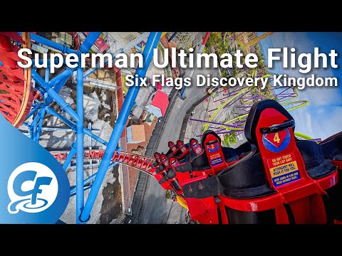Back row point of view footage of Superman Ultimate Flight