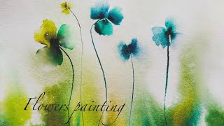 Painting of flowers for beginners. easy and simple . watercolor technique painting