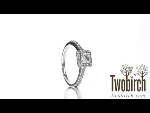 0.76 Ct. Princess Halo Engagement Ring - TwoBirch - TB-ENG-273-WG-E5H