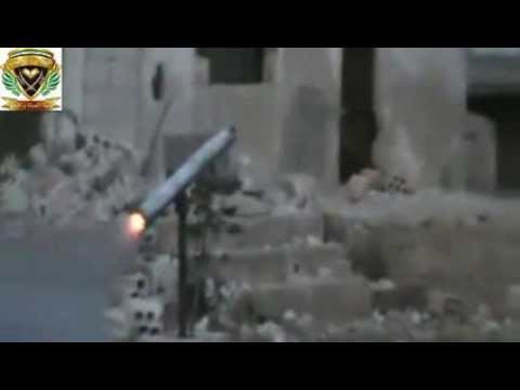 استهداف كتيبة عباد الرحمن بصاروخ محلي الصنع مواقع قوات النظام في بلدة المشرفة في ريف حمص