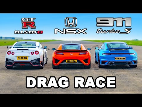 911 Turbo S v GTR Nismo vs Honda NSX: DRAG RACE