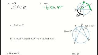 Geometry Chapter 10 Review (Circles)