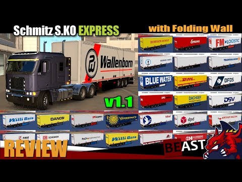 ETS2 | UPDATE trailer mod "Schmitz S.KO EXPRESS with Folding Wall Rework v1.1 (19.11.2017)" - review