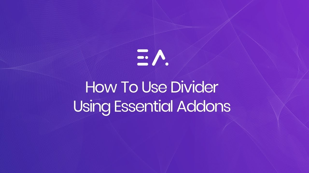 How To Use Divider Using Essential Addons