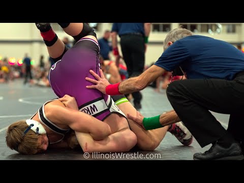 125 – David Jewell of Level Up defeated Seth Cossentine of Roseau Wrestling by Fall at 0:51