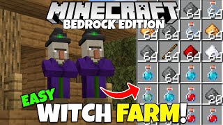 Minecraft Bedrock: Easy WITCH FARM Tutorial! Gunpowder/Redstone Farm! MCPE Xbox PS5 PC