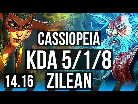 CASSIOPEIA vs ZILEAN (MID) | 5/1/8, Rank 10 Cassio | BR Grandmaster | 14.16