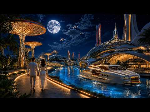 Futuristic Ocean City 4K Relaxing Video | Aqualis Nova City Sci-Fi Ambience, Nature & Technology