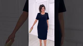 Tmavě modré pouzdrové šaty s krajkovým kardiganem "Dominique"