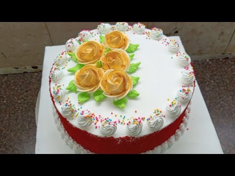 #simple cake vanilla cake #red velvet cake #how to make flower cake