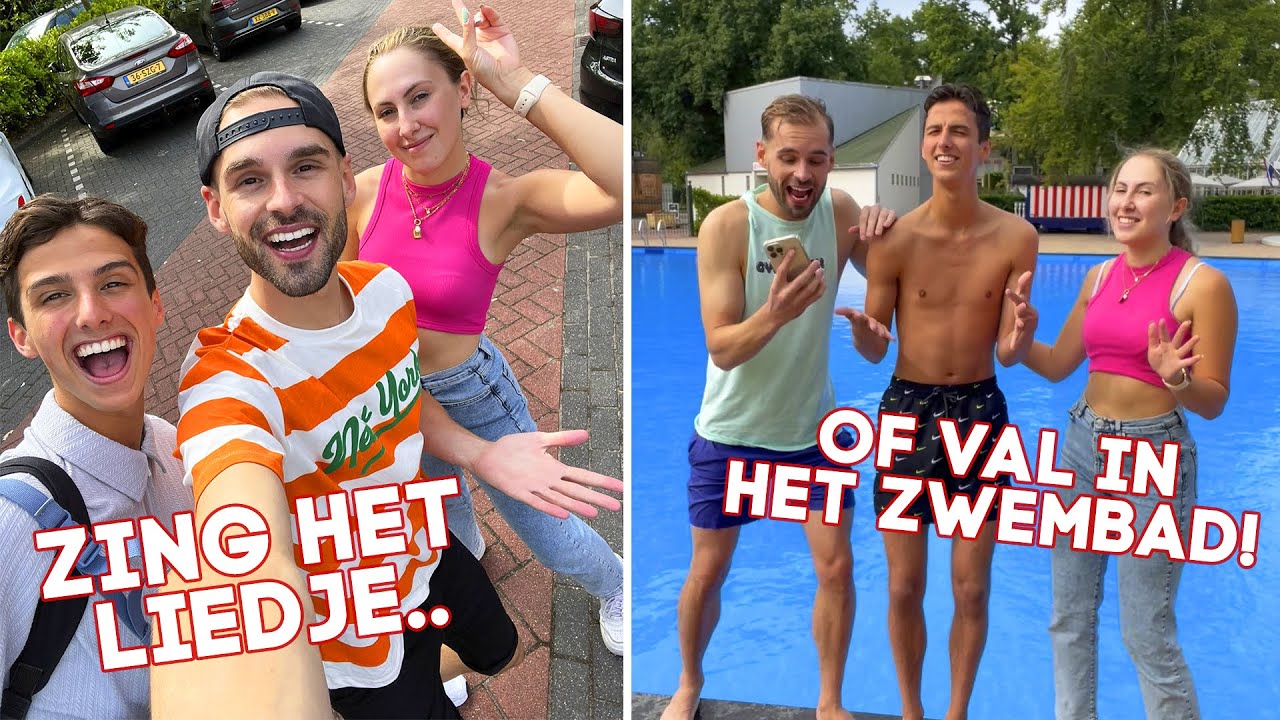 Zing het liedje of val in het zwembad! 😱 Wie gaat er winnen @GewoonThomas @jaseyharders