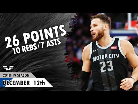 Blake Griffin - 2018.12.12 - Pistons vs Hornets - 26 Pts, 10 Rebs, 7 Asts