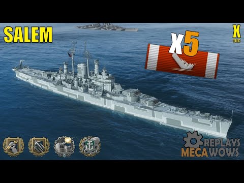 Cruiser Salem 5 Kills & 124k Damage | World of Warships Gameplay