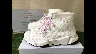 Balenciaga Lace-Up Knit Sock Speed Trainer White from sneakersnet.ru