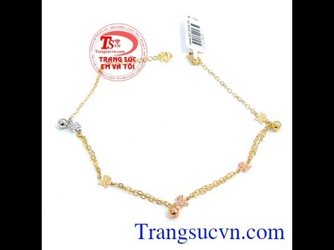 Lắc chân 18k gắn kết Yêu thuơng, lắc chân, lac bang vang, TSVN017758