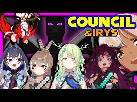 [Hololive EN] Council & IRyS - Fighting The Ender Dragon [All POVs]