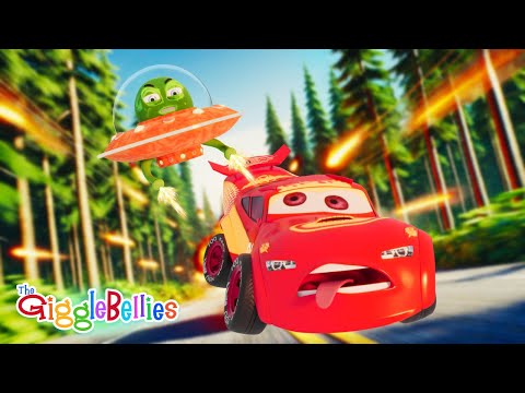 Cars VS UFO | Cars Need Help | Nursery Rhymes For Kids - GiggleBellies