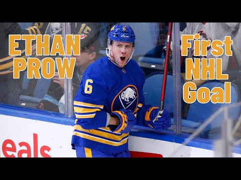 Ethan Prow #6 (Buffalo Sabres) first NHL goal Dec 29, 2021