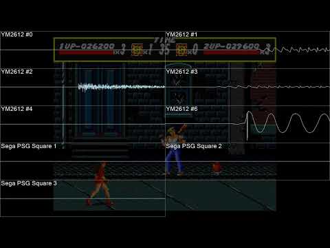 Streets of Rage - Dilapidated Town - In Oscilloscope and Gameplay View!