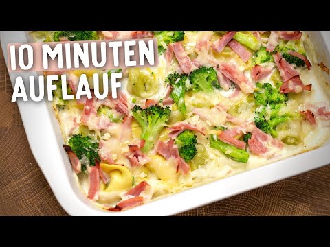 TORTELLINI BAKE with cheese and cream sauce, ham and broccoli (quick & easy recipe)