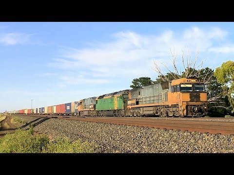 Adelaide To Melbourne Freight Train In Country Victoria - PoathTV Australian Railways