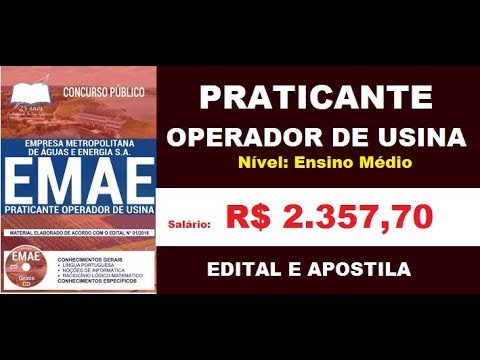 Edital Apostila Concurso EMAE SP 2018 Praticante Operador de Usina